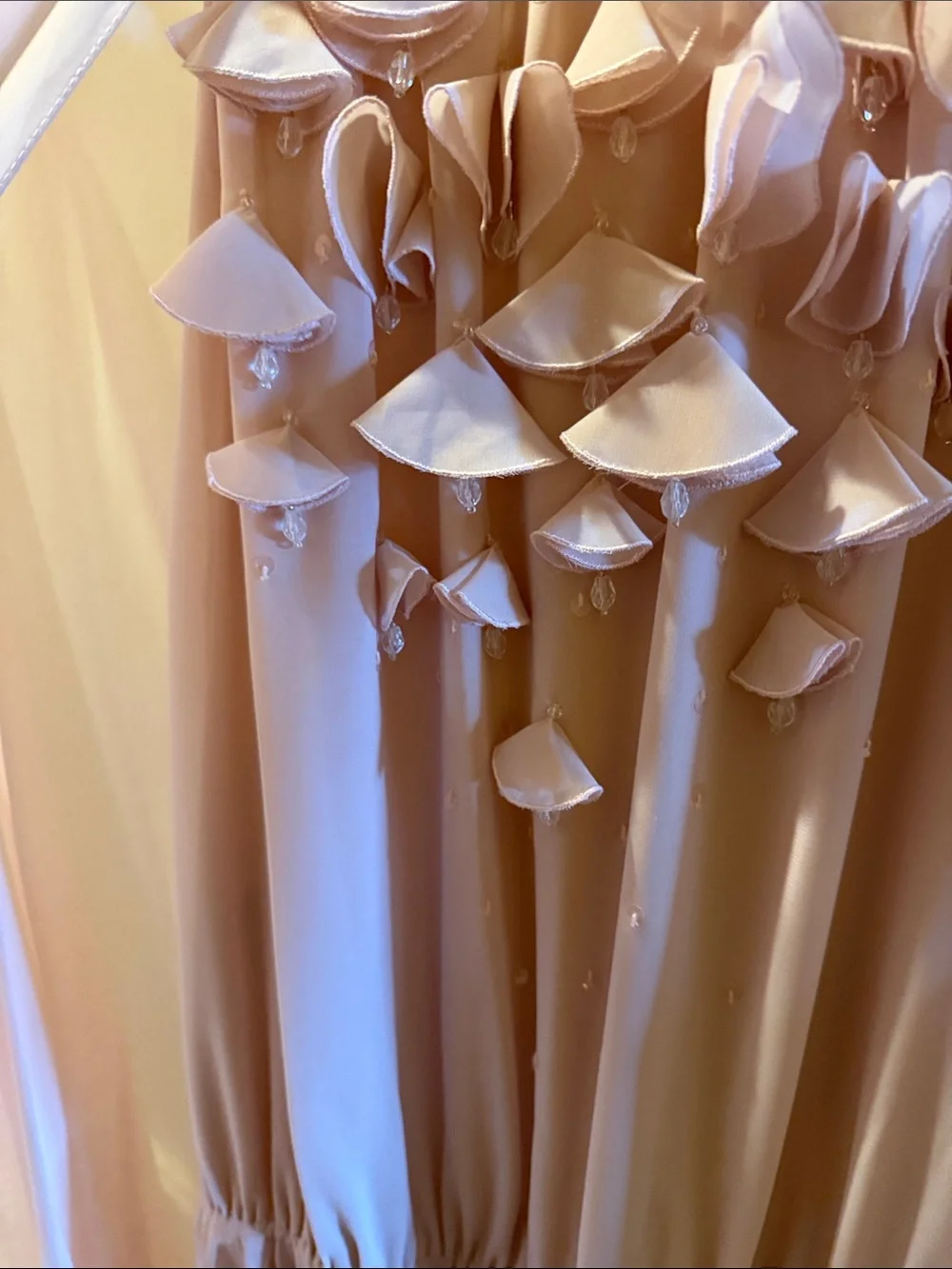 Sachin + Babi Blush Pink Chiffon Ruffled Cape Gown